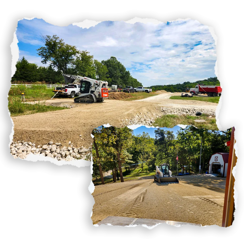 compilation of two images | Building pads and driveways