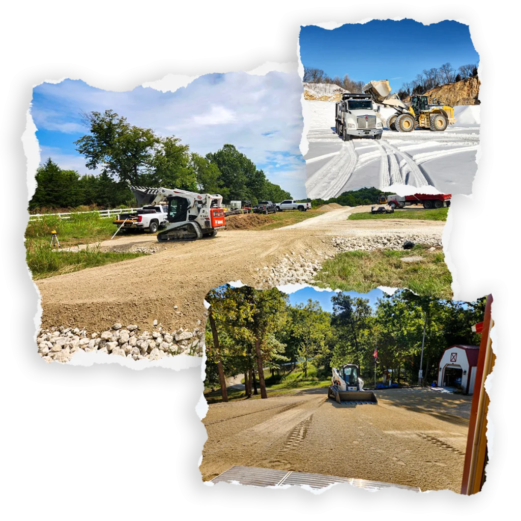 compilation of three images | Building pads and driveways