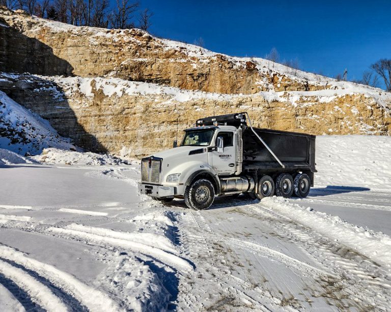 Hoover's Bobcat Service Dump Truck on a Snowy day