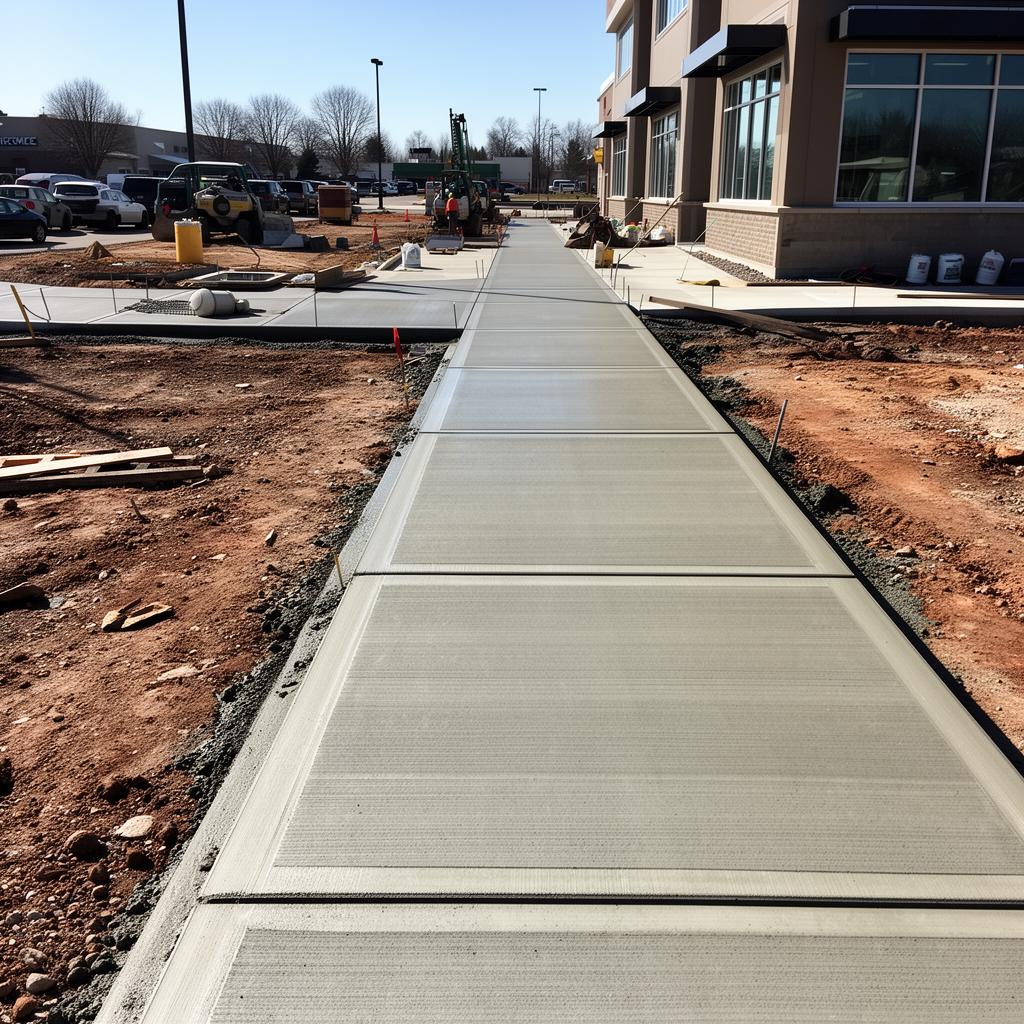 Concrete sidewalk installation